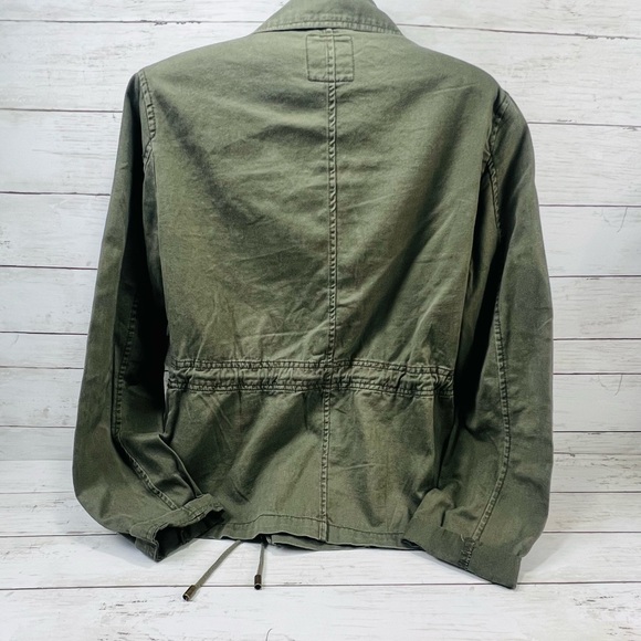 Y2K Dolled Up Jacket Juniors M Olive Green Utility Zip Up Distressed Draw String - Picture 8 of 15